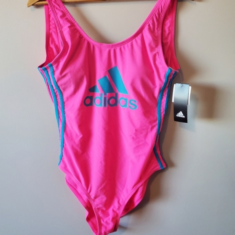 Adidas Low Back Pink and Blue Swim Suit - Picture 5 of 7